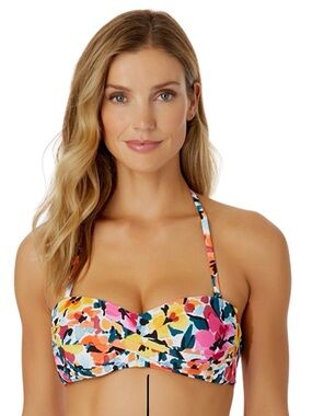 Roxy Floral Bandeau Halter Swim Top - Multicolor